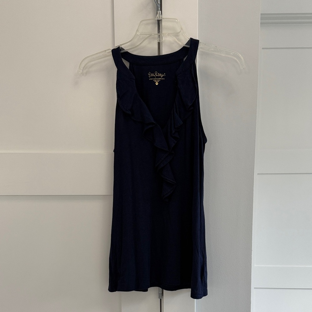 Lilly Pulitzer Midnight Blue Ruffle Tank Top XS